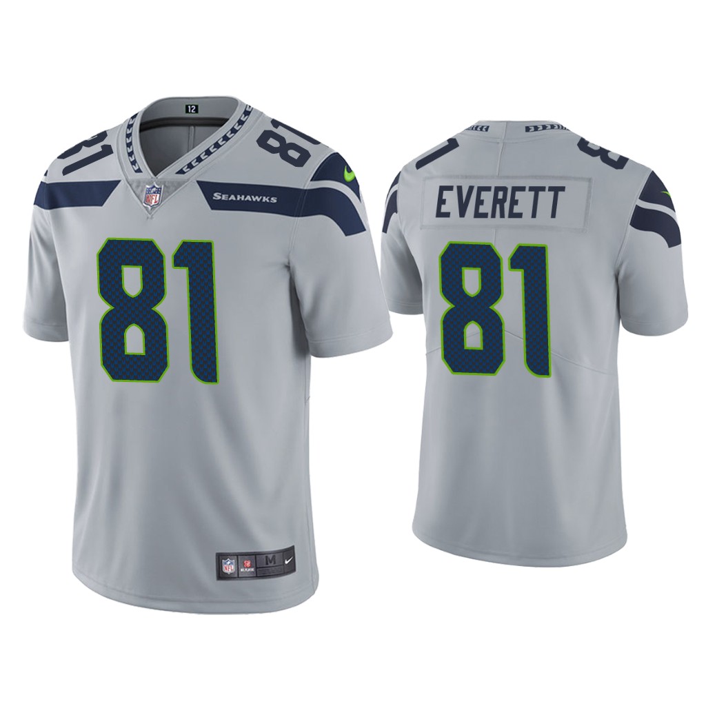 Men's Seattle Seahawks #81 Gerald Everett Grey Vapor Untouchable Limited Stitched Jersey Men's Seattle Seahawks #81 Gerald Everett Grey Vapor Untouchable Limited Stitched Jersey